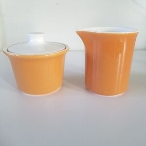 Vintage | MCM Orange Lidded Sugar & Creamer Set